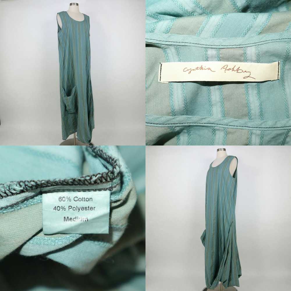 Vintage Cynthia Ashby Maxi Dress M Medium Green S… - image 4