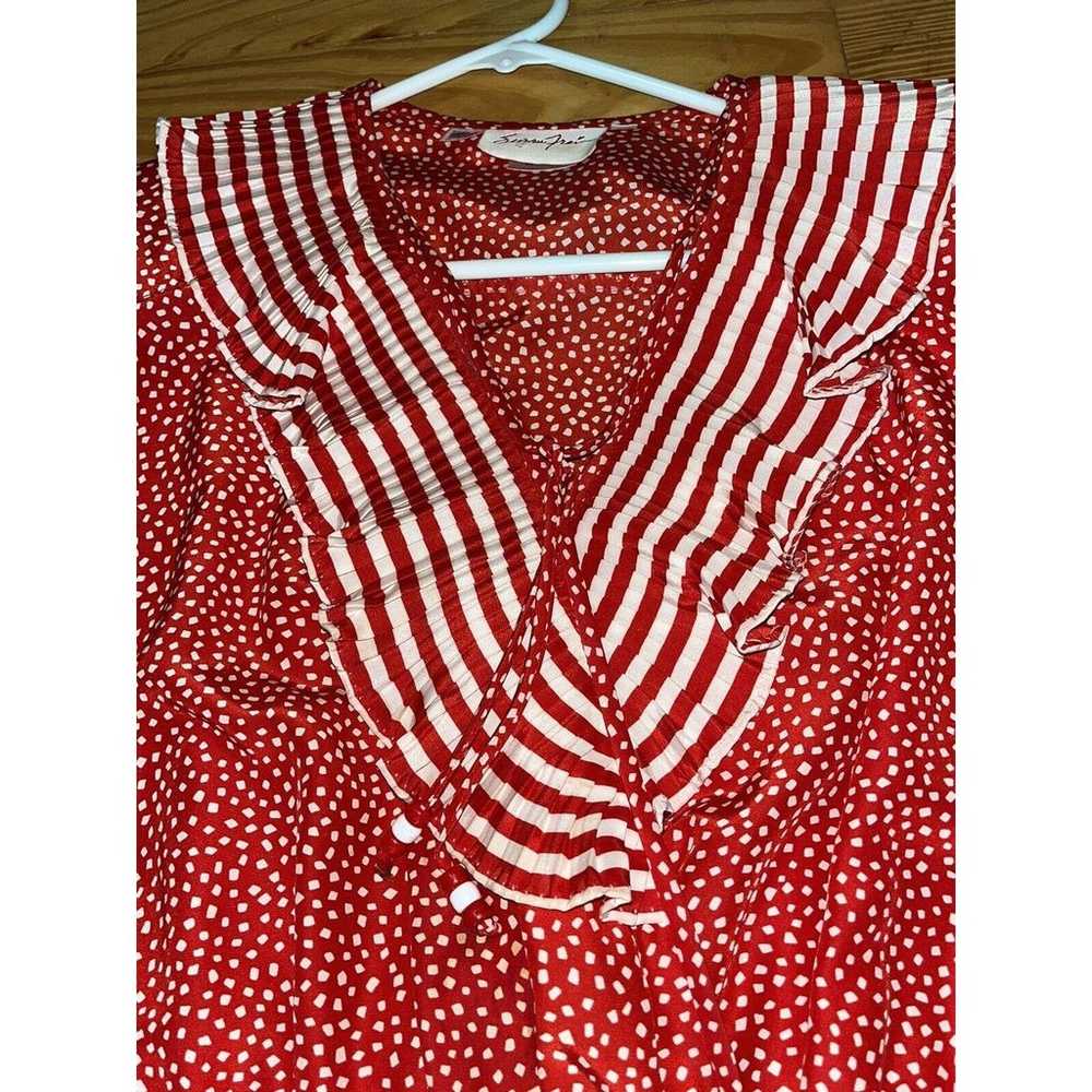 Vintage Assorti For Susan Freis Red/White Dress P… - image 5