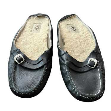 Ugg Ugg Australia Sherpa Lined Black Leather Slip… - image 1