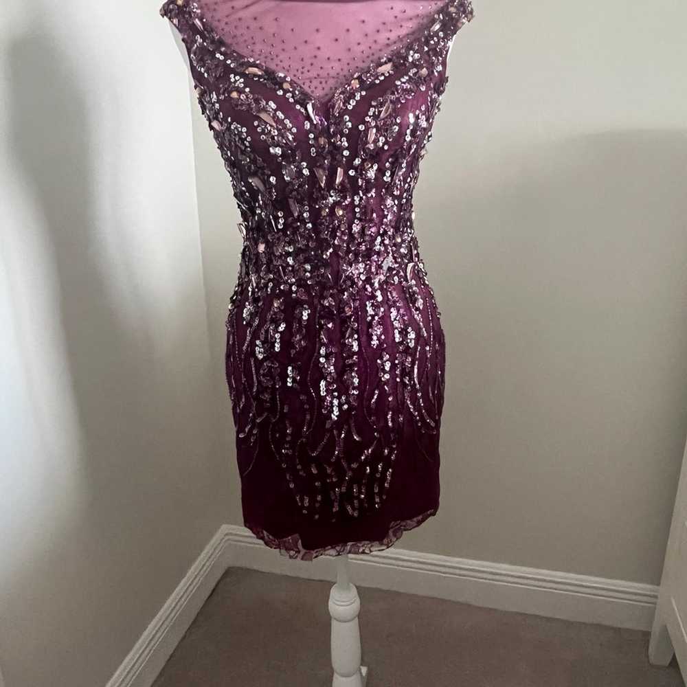 Sherri Hill Illusion Back Beaded Prom Dress Sz 6 - image 2