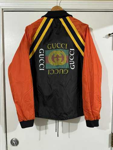 Gucci Gucci Back Logo Windbreaker black orange Szi