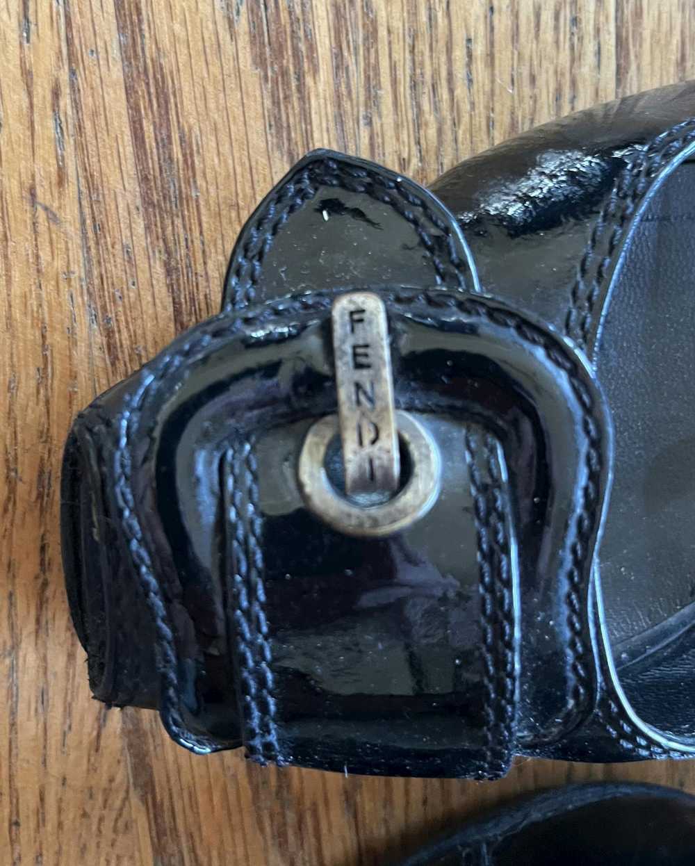 Fendi FENDI Black Leather Buckle Loafers Slip On … - image 3
