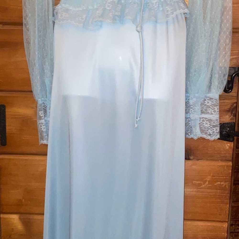 Vintage handmade 1970s baby blue wedding dress - image 1