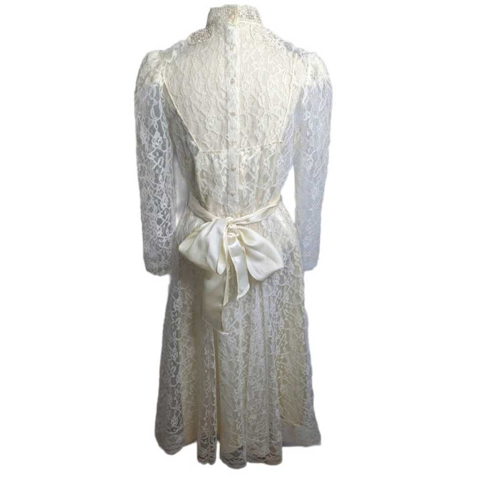 Vintage 70's Victorian Lace Dress Long Sleeve Lin… - image 2