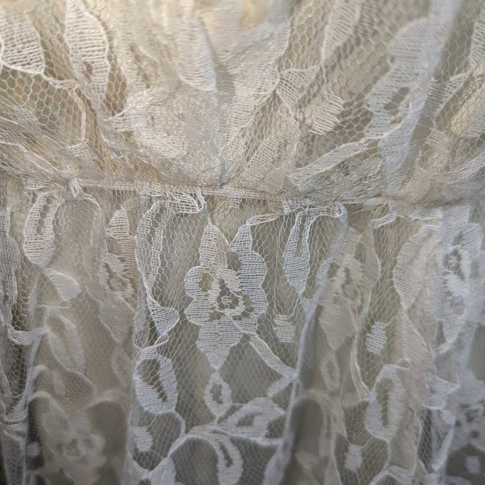 Vintage 70's Victorian Lace Dress Long Sleeve Lin… - image 4