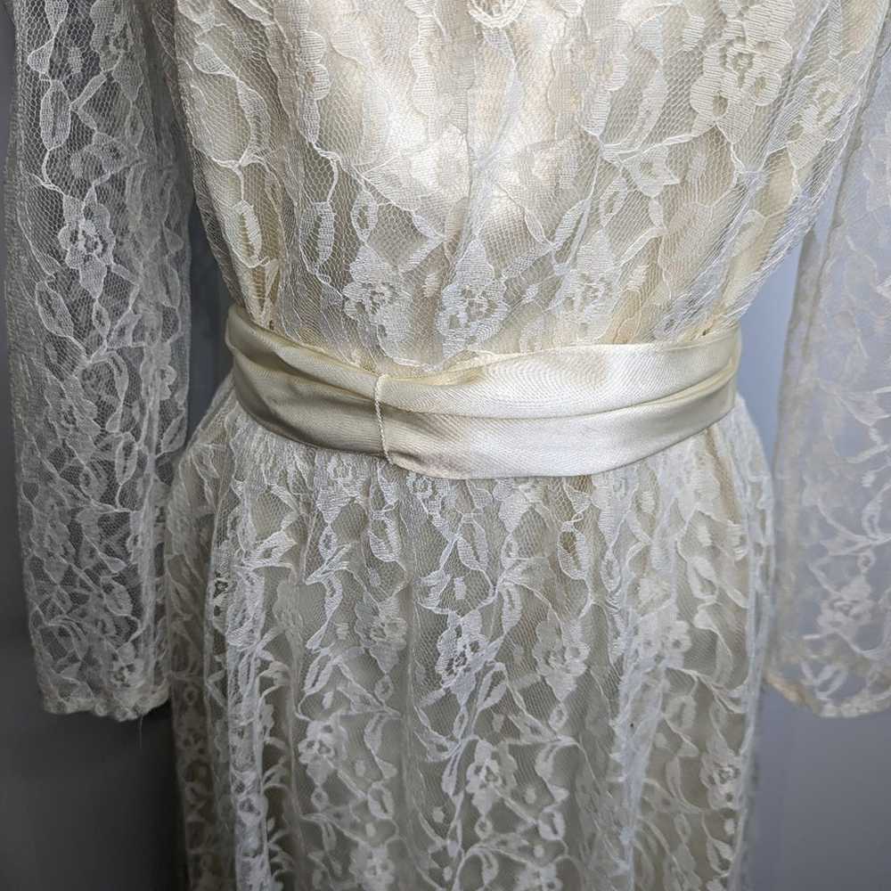 Vintage 70's Victorian Lace Dress Long Sleeve Lin… - image 8