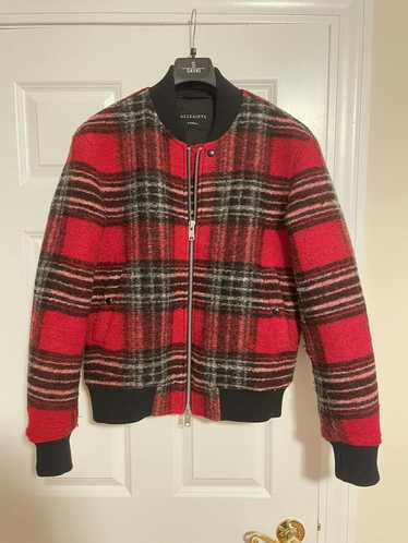 Allsaints Allsaints red check pattern bomber