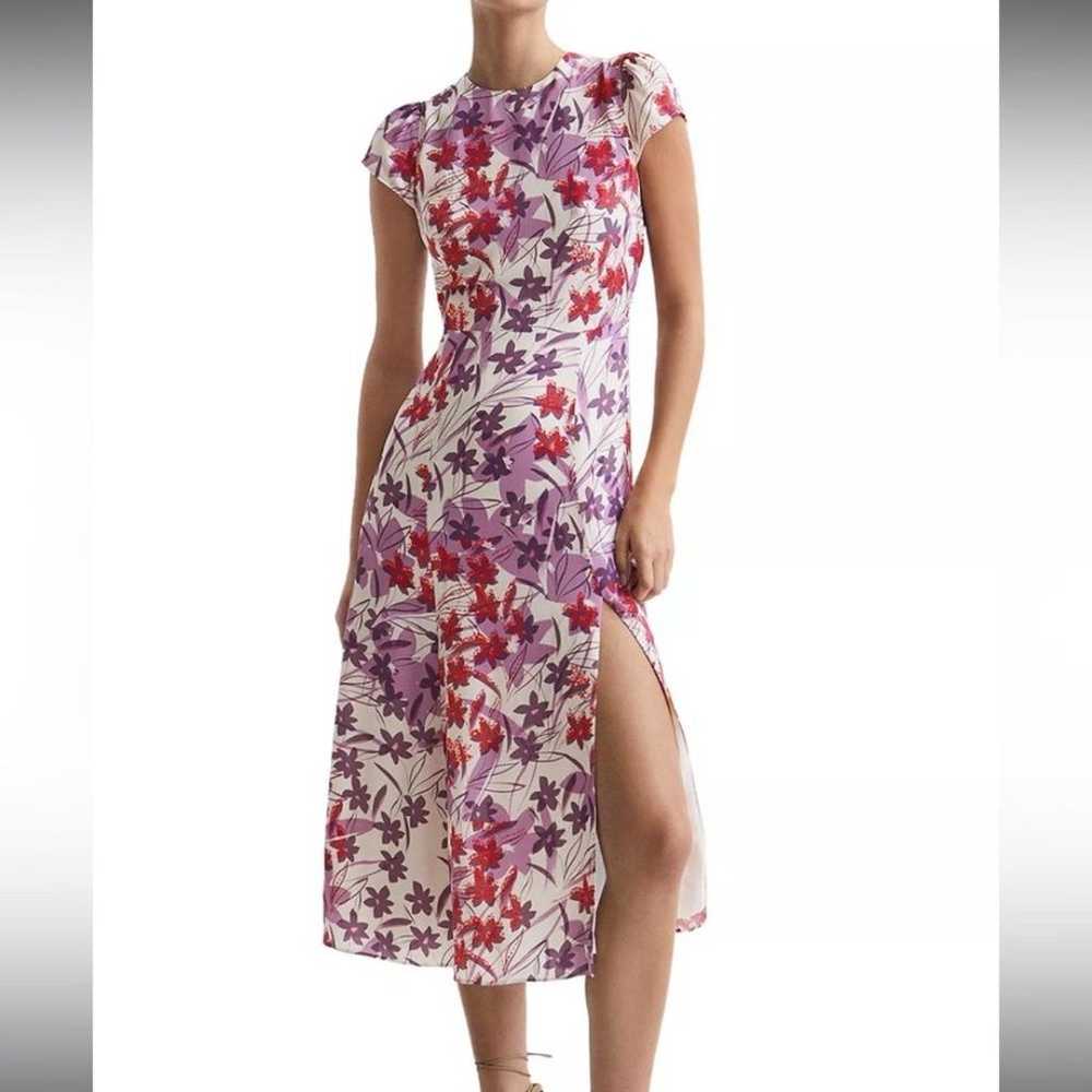 NWOT  Reiss Livia Printed Cut Out midi Dress flor… - image 1