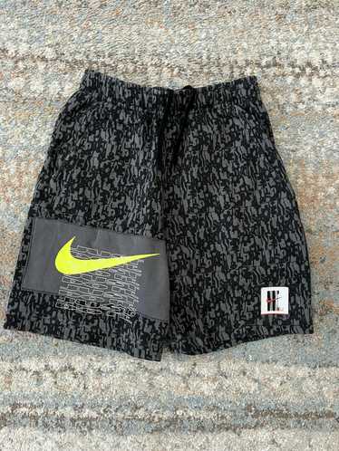 Nike × Vintage VTG Nike AOP Black Sweatshorts Smal