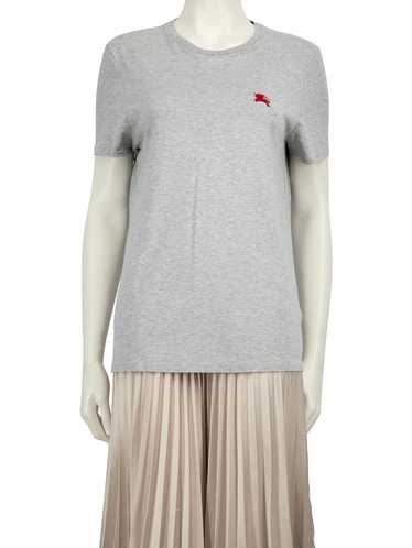 Burberry Grey Logo Embroidered T-Shirt