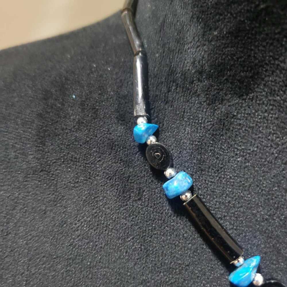 Other Artisan Black Twist Bar Faux Turquoise Bead… - image 5