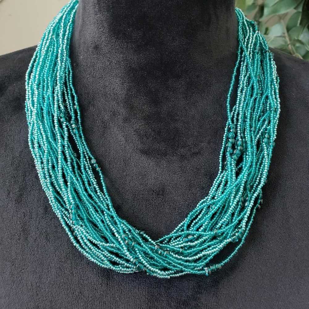 Other Fashion Turquoise Multi Strand Glass Seed B… - image 1