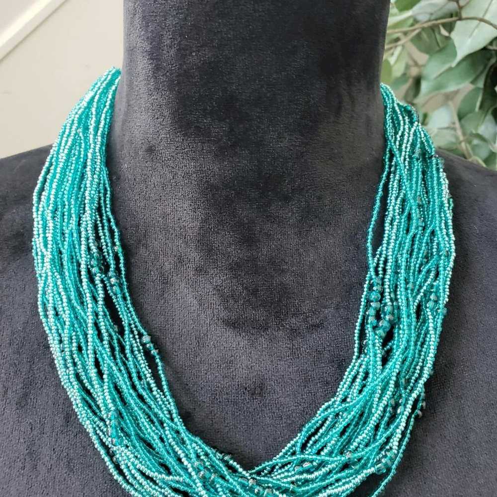 Other Fashion Turquoise Multi Strand Glass Seed B… - image 2