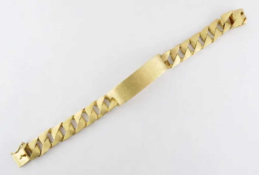Vintage 14K Brushed Yellow Gold Flat Curb Link ID… - image 3
