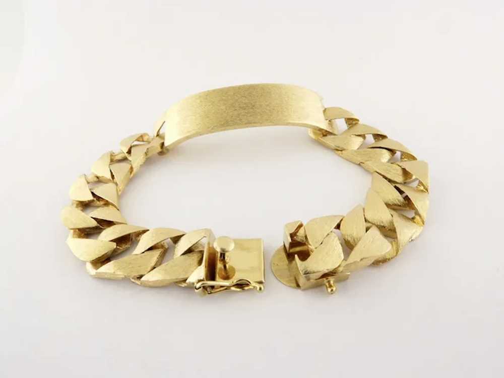 Vintage 14K Brushed Yellow Gold Flat Curb Link ID… - image 5