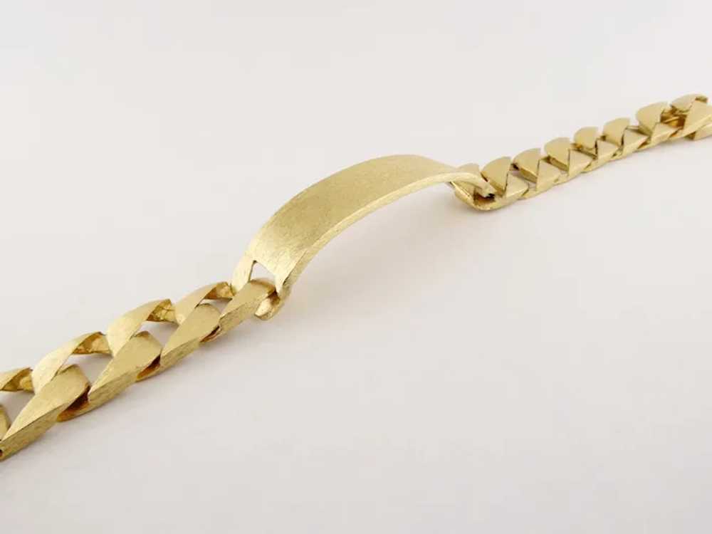 Vintage 14K Brushed Yellow Gold Flat Curb Link ID… - image 7