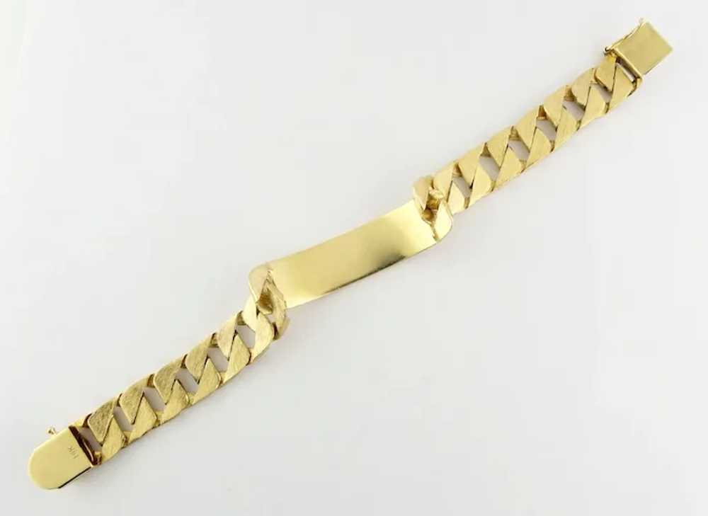 Vintage 14K Brushed Yellow Gold Flat Curb Link ID… - image 8