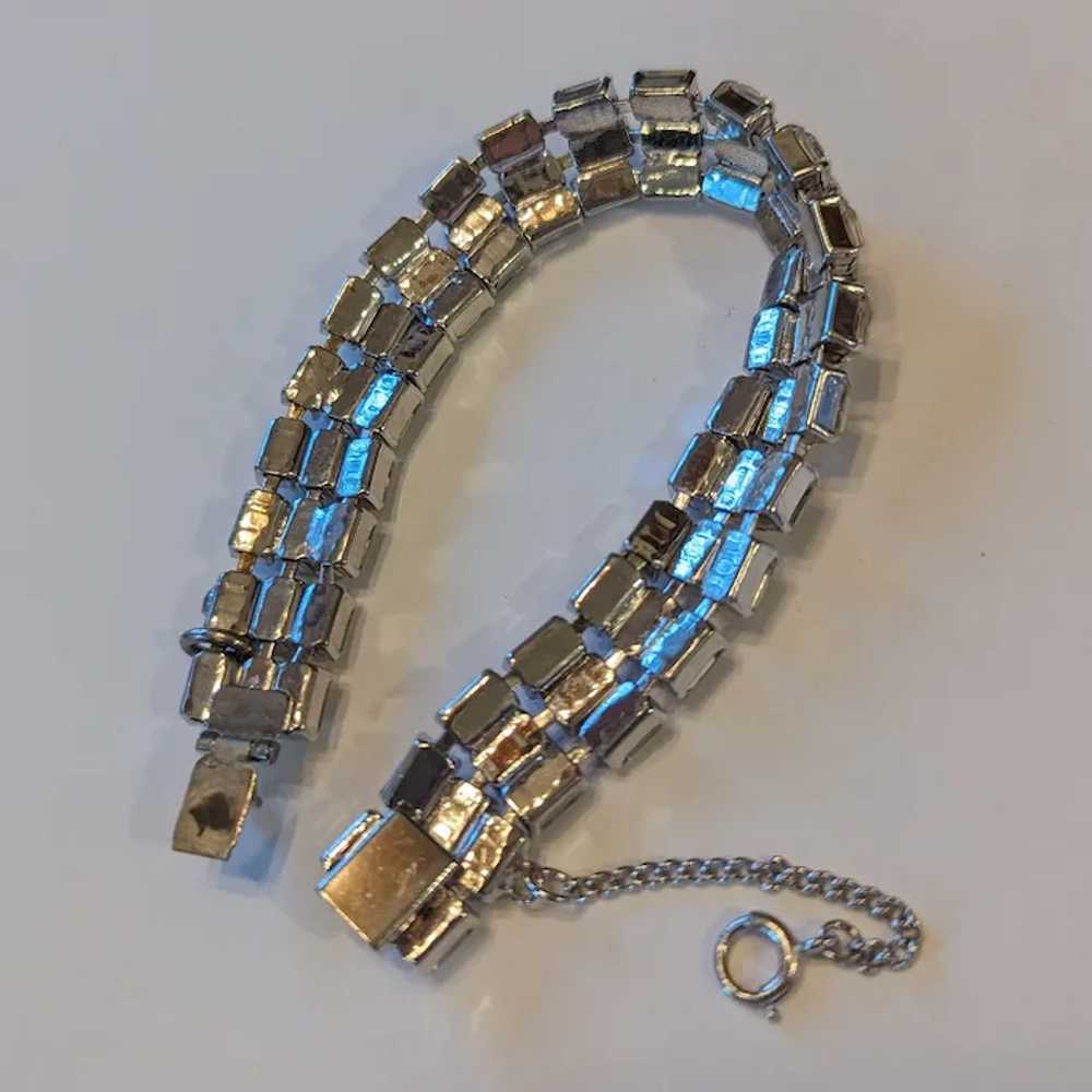 Three Strand Clear Rhinestone Baguettes Bracelet - image 2