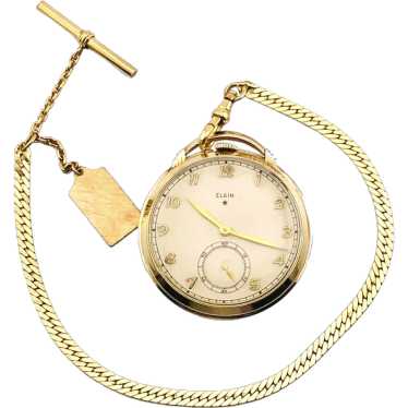 1938 Elgin 17J Pocket Watch S12 with GF Chain - image 1