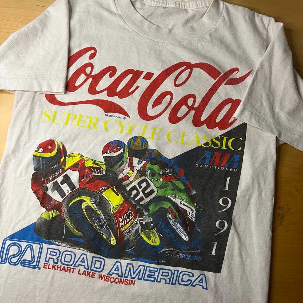 Vintage coca cola motorcyle t shirt - image 2