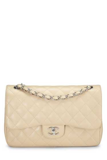 Beige Quilted Caviar New Classic Flap Jumbo