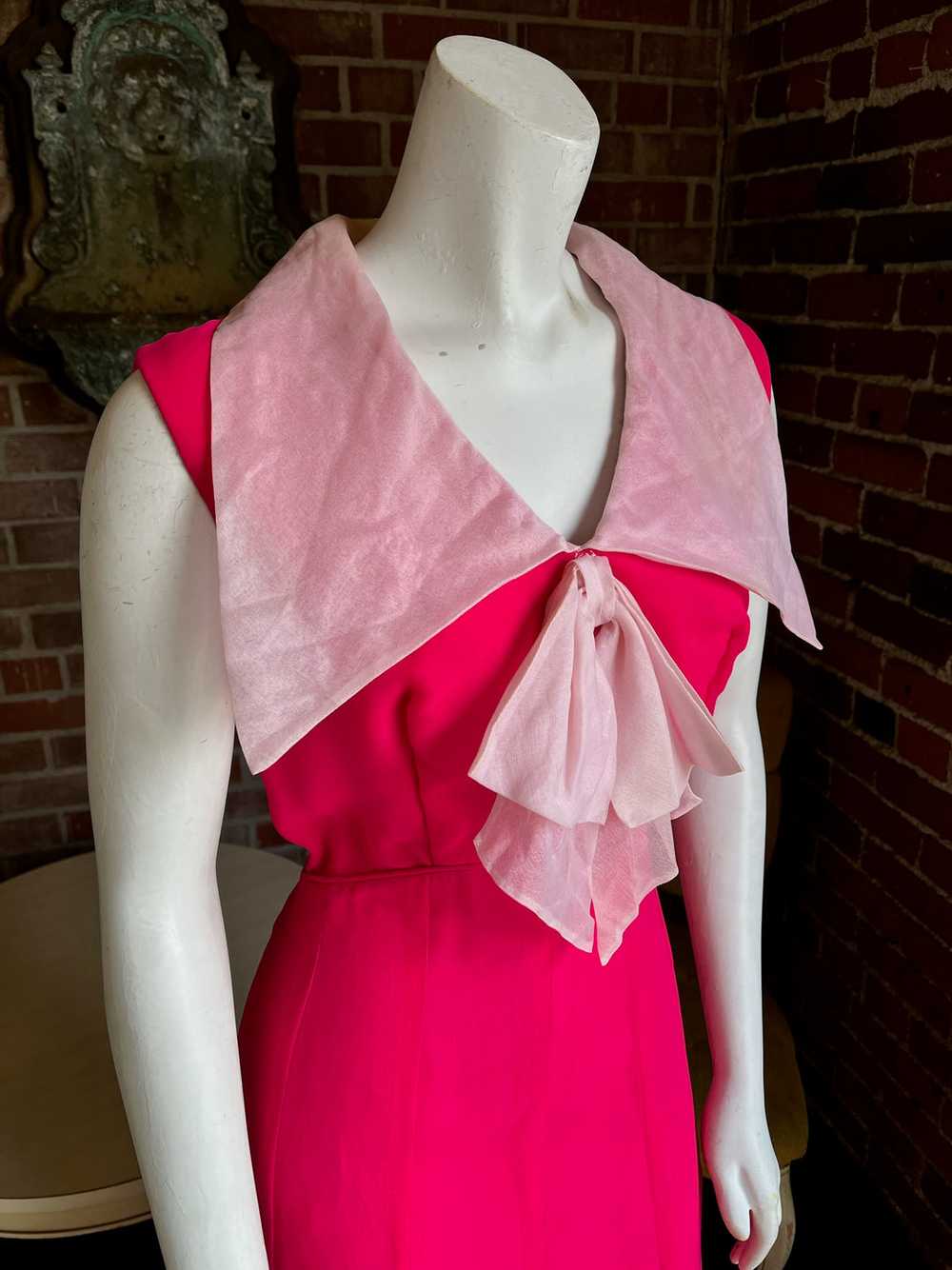 1960s Miss Elliette Shocking Pink Chiffon Dress - image 6