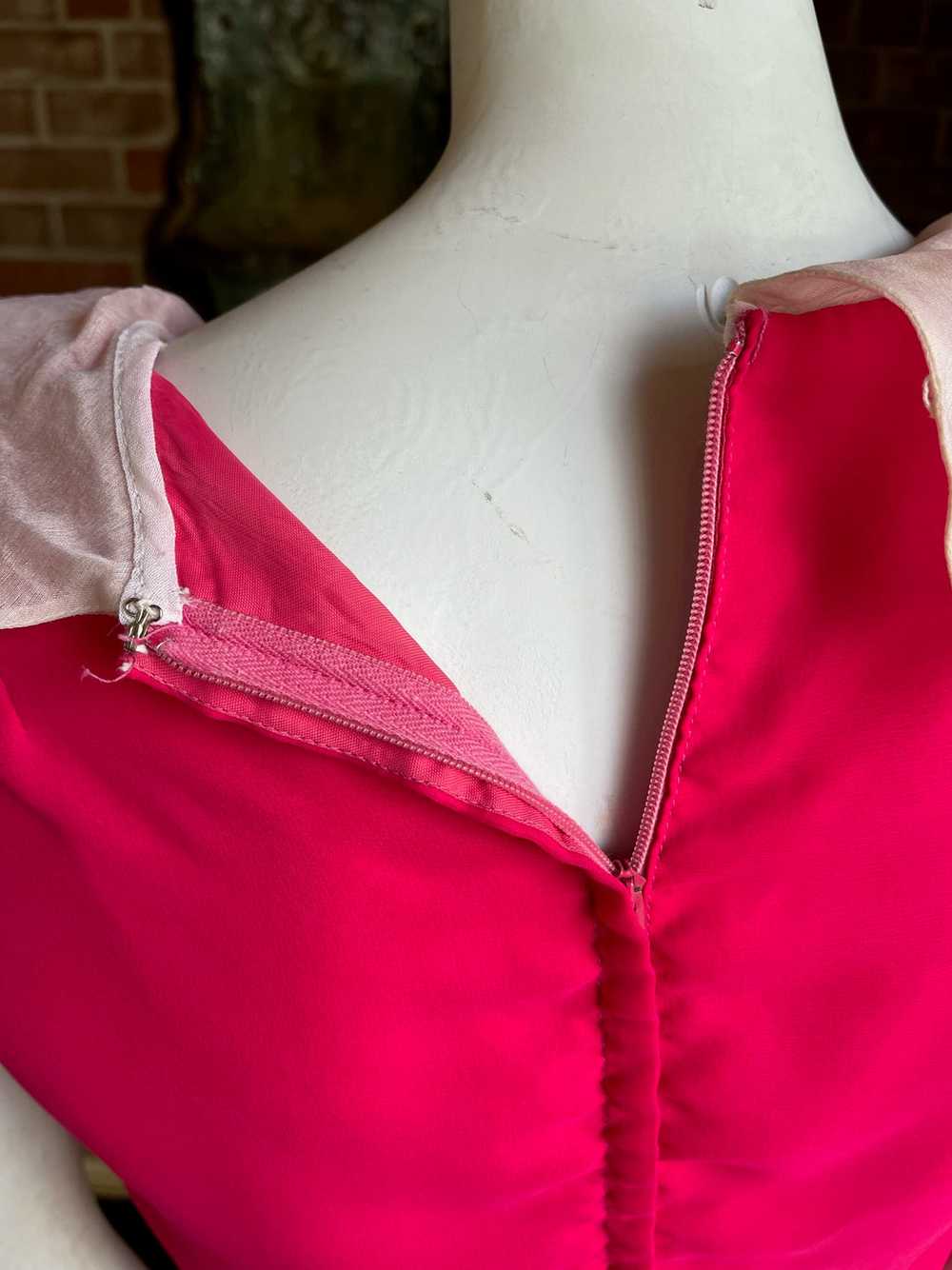 1960s Miss Elliette Shocking Pink Chiffon Dress - image 9