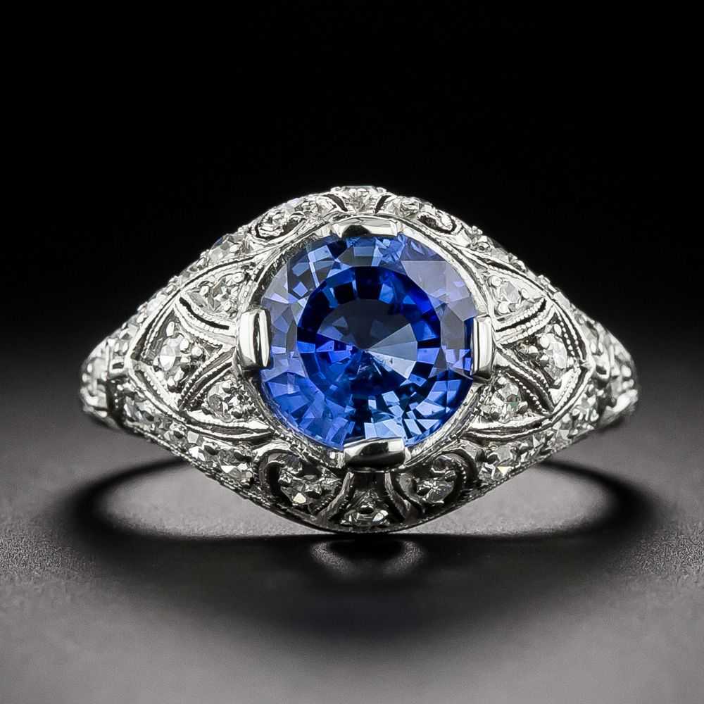 Art Deco 2.60 Carat Ceylon Sapphire and Diamond R… - image 1