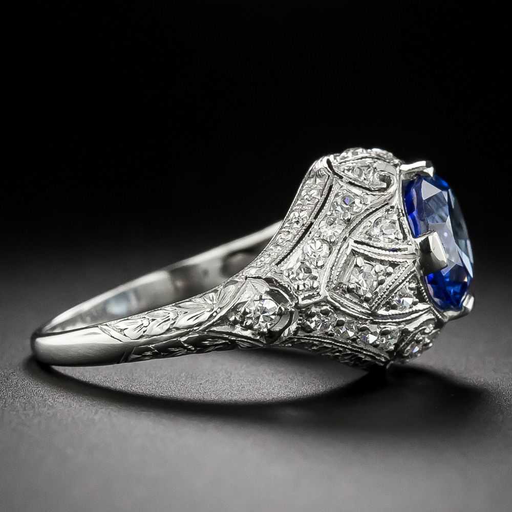 Art Deco 2.60 Carat Ceylon Sapphire and Diamond R… - image 2