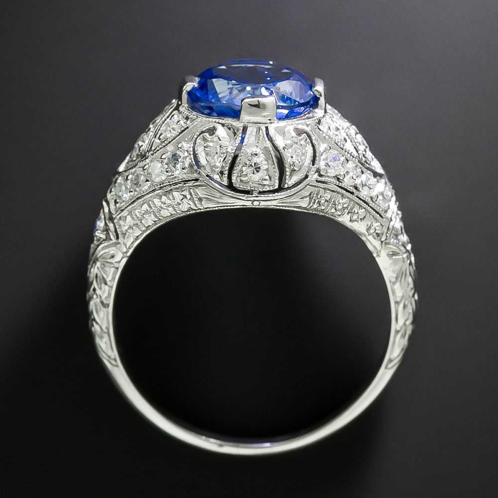 Art Deco 2.60 Carat Ceylon Sapphire and Diamond R… - image 3