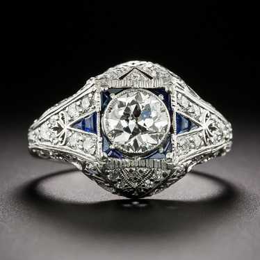 Art Deco .80 Carat Diamond and Calibre Sapphire Ri