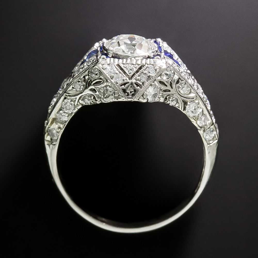 Art Deco .80 Carat Diamond and Calibre Sapphire R… - image 3