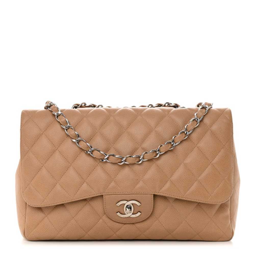 CHANEL Caviar Quilted Jumbo Single Flap Beige - image 1