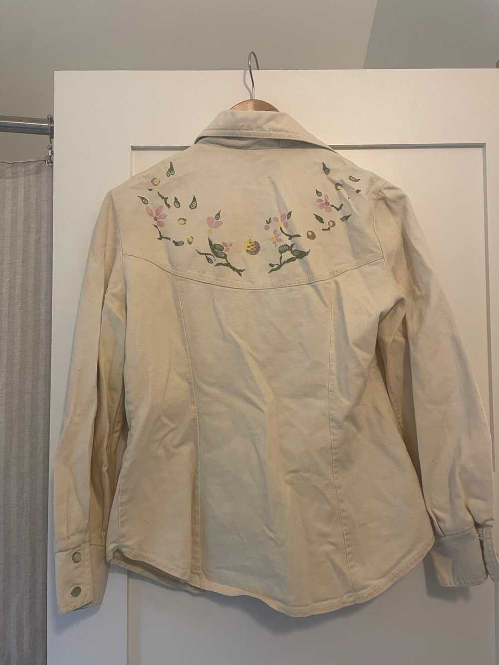 Unknown Yellow Hand Painted Fitted Western Shirt … - image 3