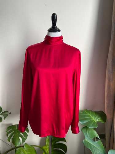 Talbots Vintage Cherry red silk blouse (Vintage 1… - image 1