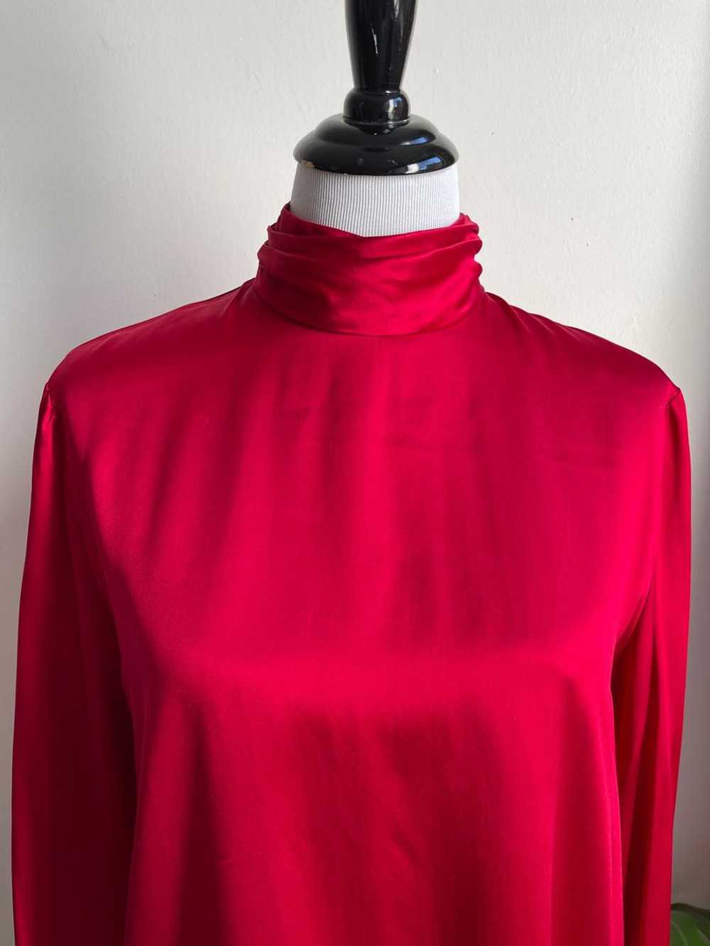 Talbots Vintage Cherry red silk blouse (Vintage 1… - image 2