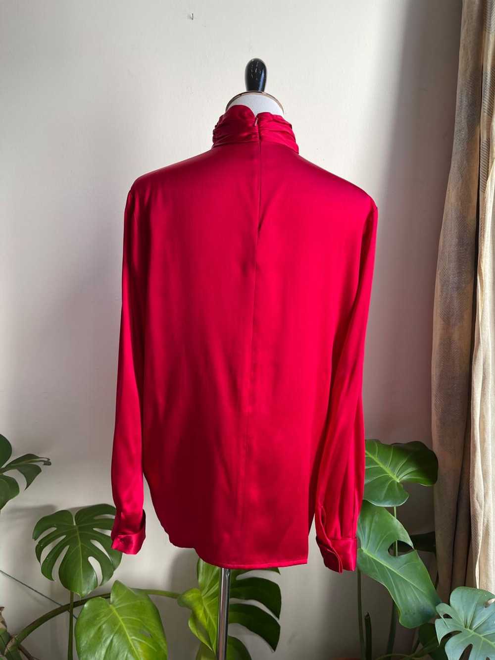 Talbots Vintage Cherry red silk blouse (Vintage 1… - image 3