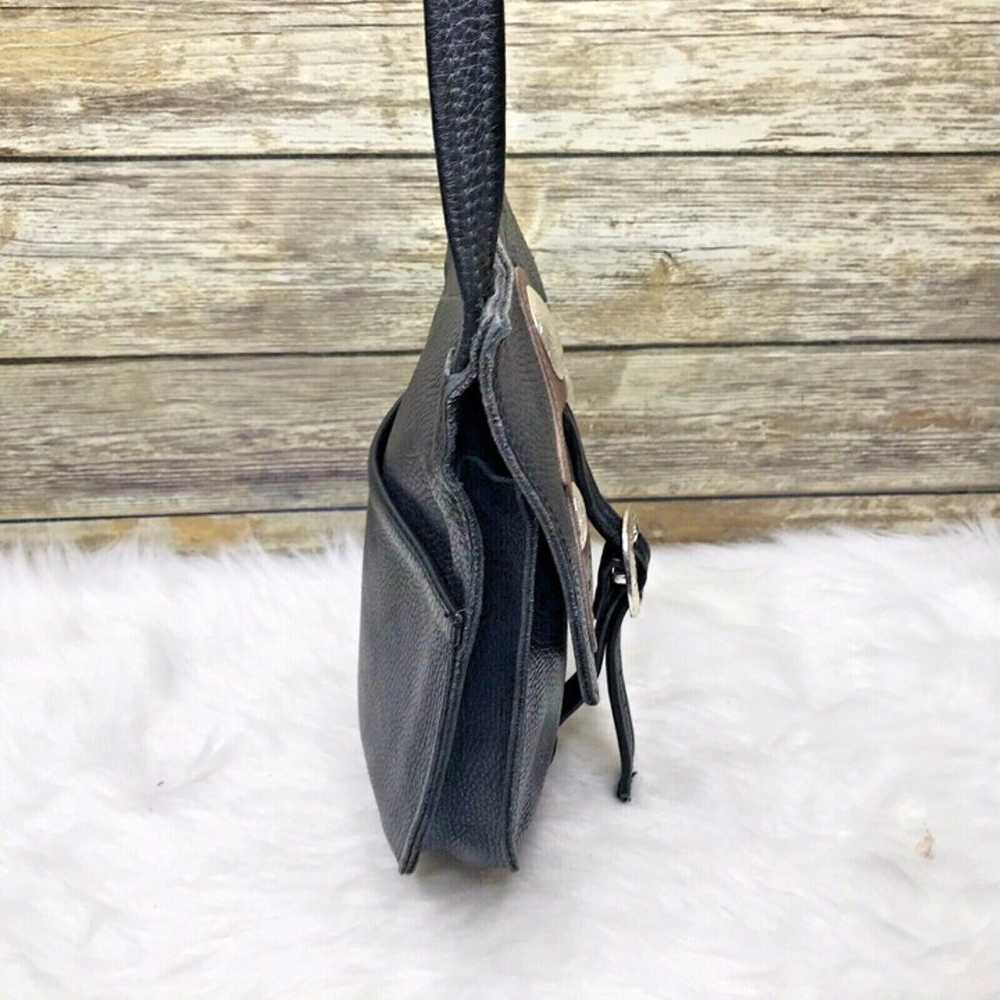 Artisan Black Leather Western Boho Bag - image 6