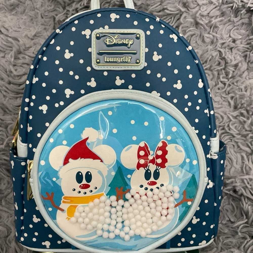 Mickey and Minnie Snowmen Loungefly Backpack and … - image 3