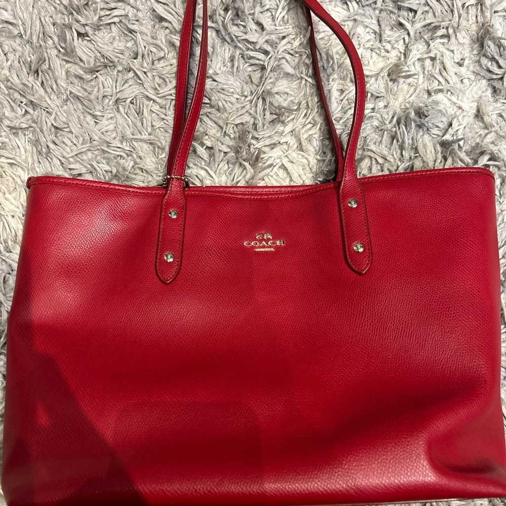 Red coach purse, tote, bag - image 1