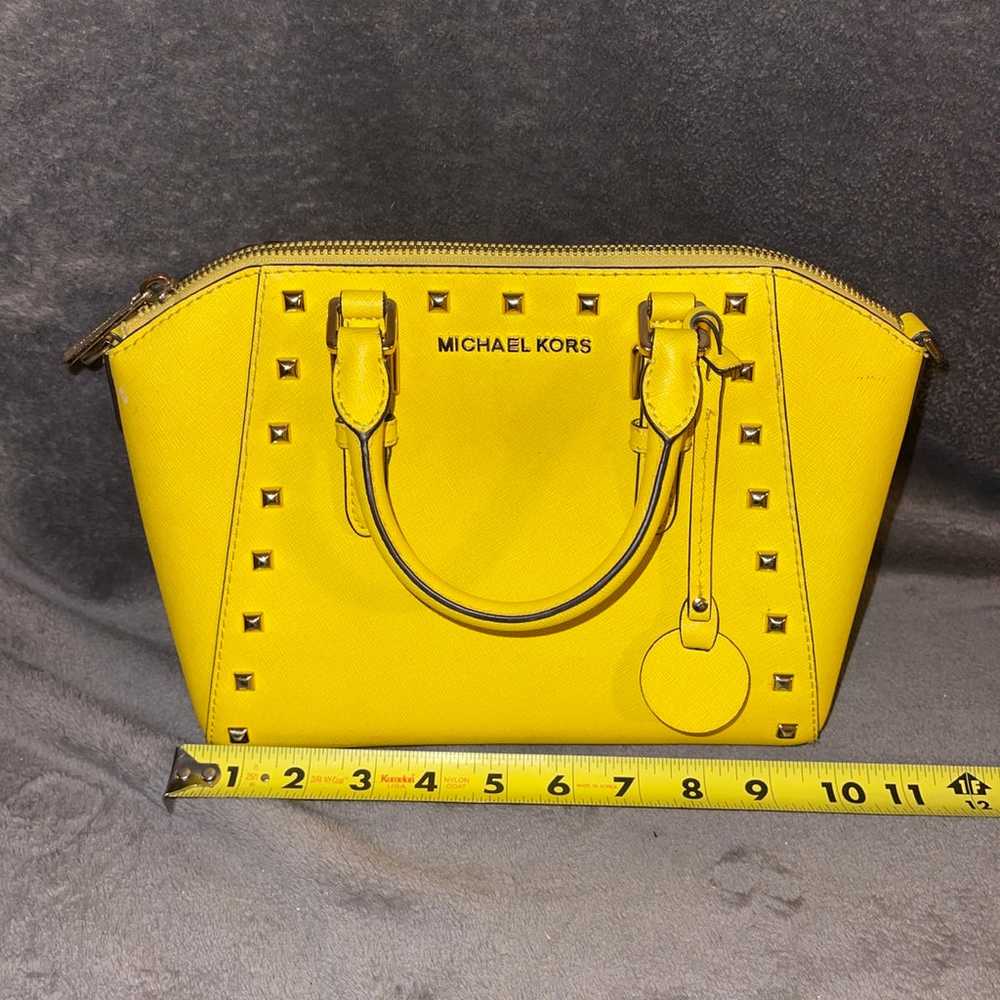 Yellow studded Michael kors ciara MD handbag mess… - image 2