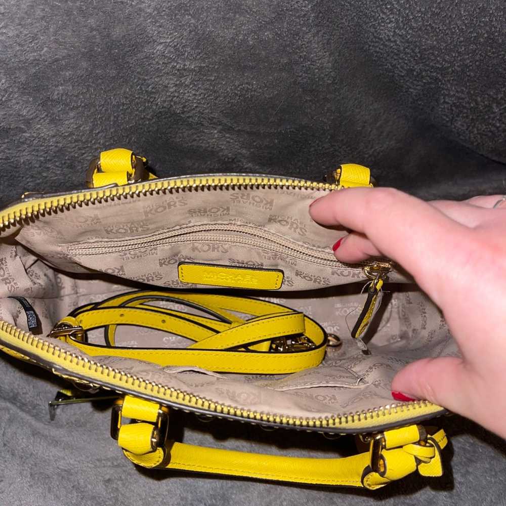 Yellow studded Michael kors ciara MD handbag mess… - image 3