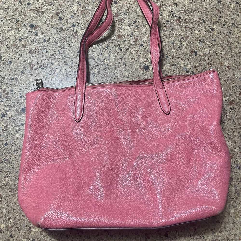 Pink Coach Leather Purse With Zipper Closure - image 2