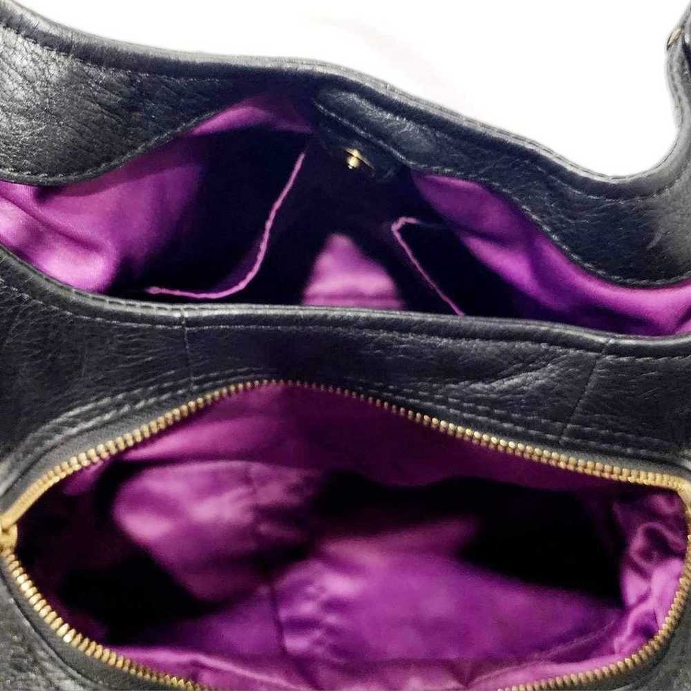 Coach Black Madison Leather Purse with Purple Lin… - image 7