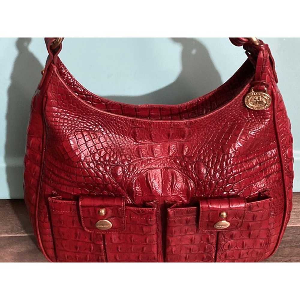 Brahmin Red Crocodile Grain Shoulder Bag Shoulder… - image 2