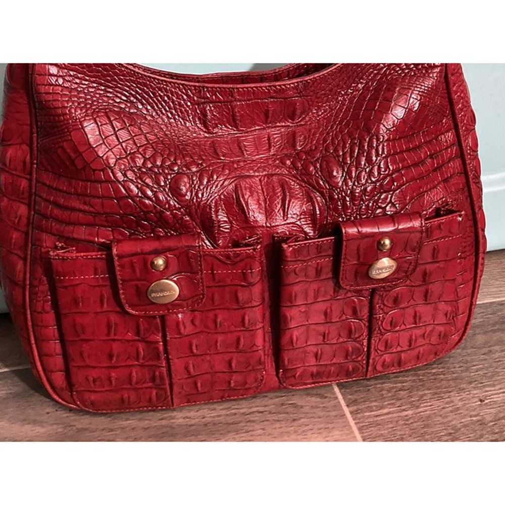 Brahmin Red Crocodile Grain Shoulder Bag Shoulder… - image 4