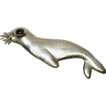Modernist CLIFFORD RUSSELL Seal Brooch ~ Handwrou… - image 1