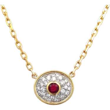 Estate Burmese Ruby and Diamond Station Necklace i
