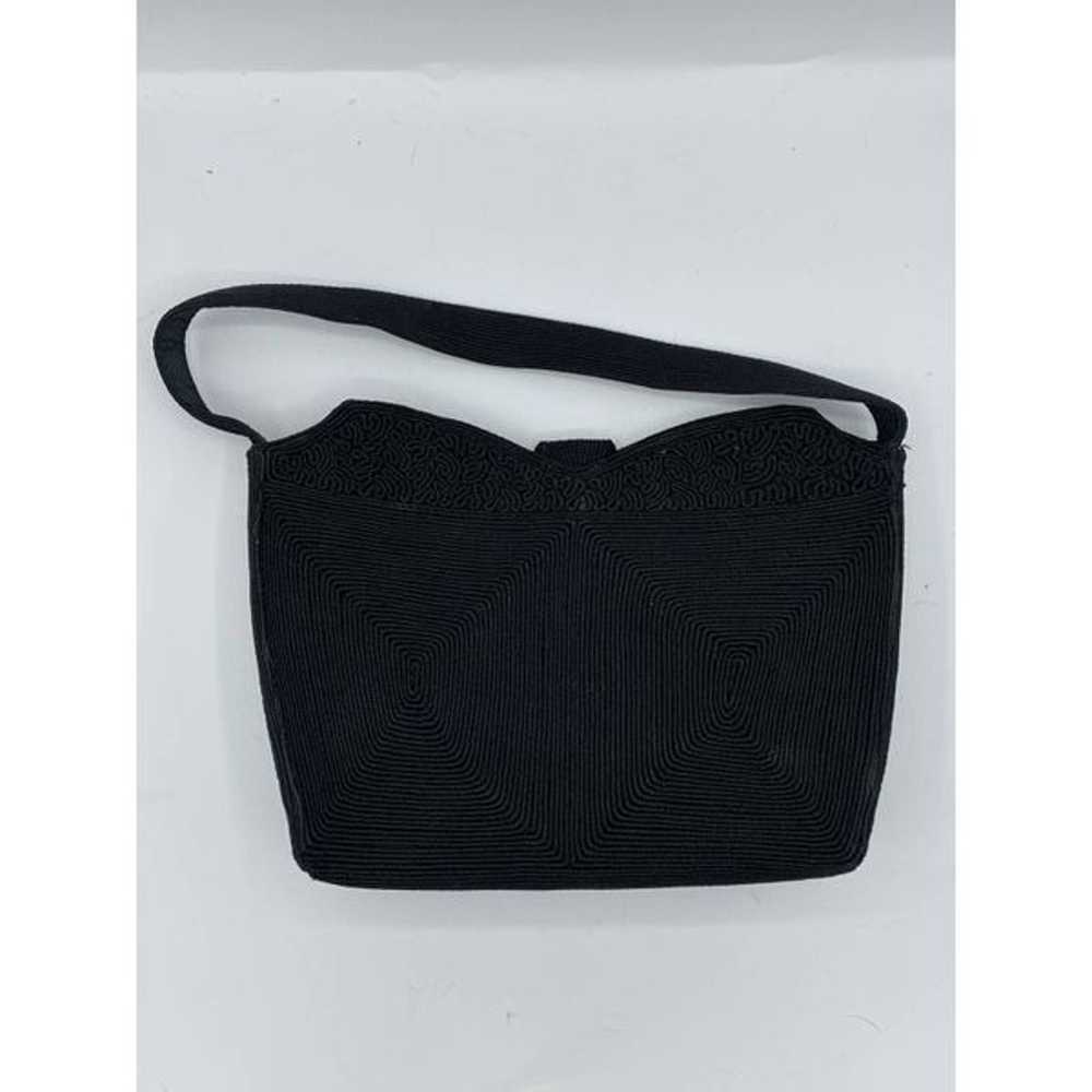 Vintage 40s 50s Genuine black rayon corde purse h… - image 2