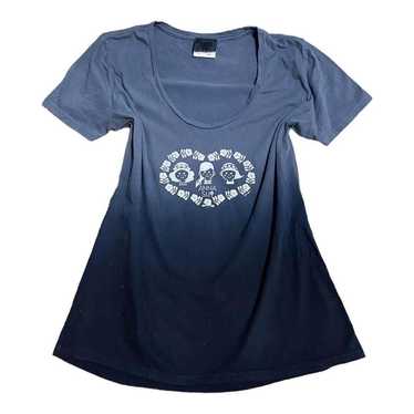 Y2K Anna Sui Heart Graphic Ombre Shirt Sz M - image 1